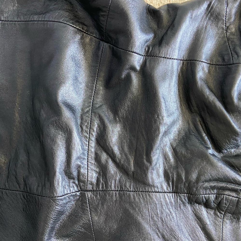 Little black soft leather strapless mini dress